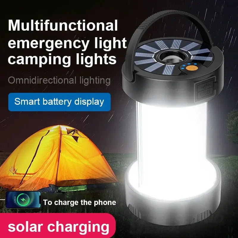 Camping Light LED Lantern Outdoor Waterproof Emergency Portable USB Rechargeable Multifunctional Tent Lamp Flashlight - Suncollections