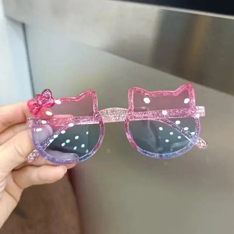 Summer Children Cute Kitty Sunglasses Acrylic Bow Outdoor UV Protection Sun Glasses Baby Girls Classic Kids Boy UV400 Eyewear - Suncollections