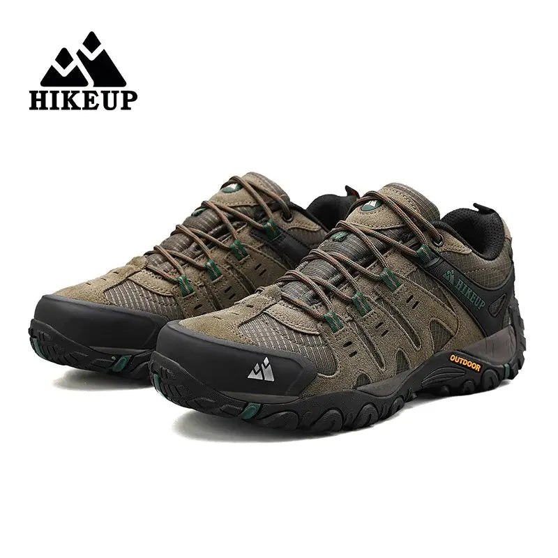 HIKEUP Men's Hiking Shoes Suede Leather Outdoor Shoes Wear-resistant Men Trekking Walking Hunting Tactical Sneakers Suncollections