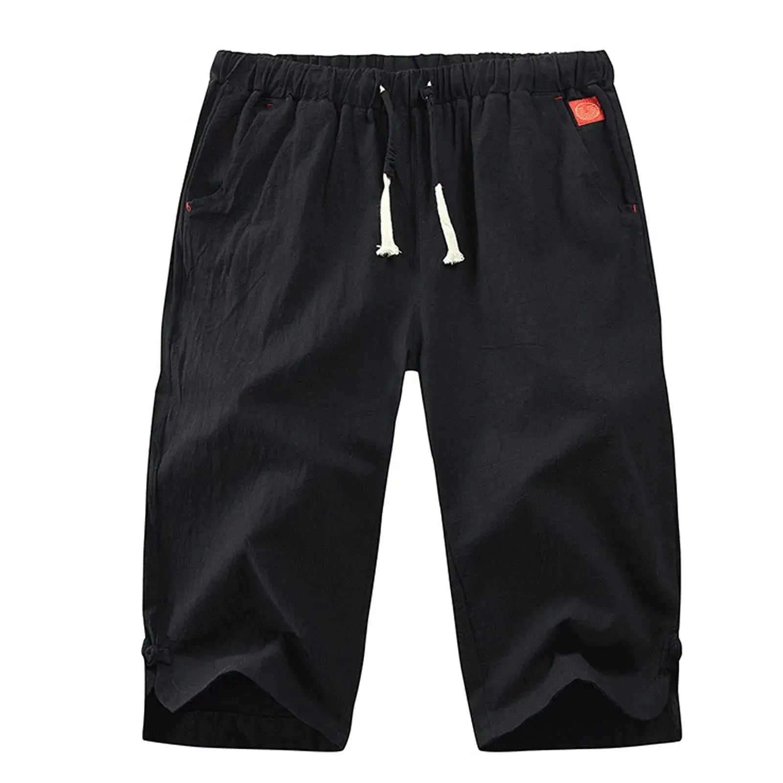 Cotton Linen Men'S Loose Tie Casual Pants Elastic Waist Beach Pants Linen Cropped Pants Suncollections