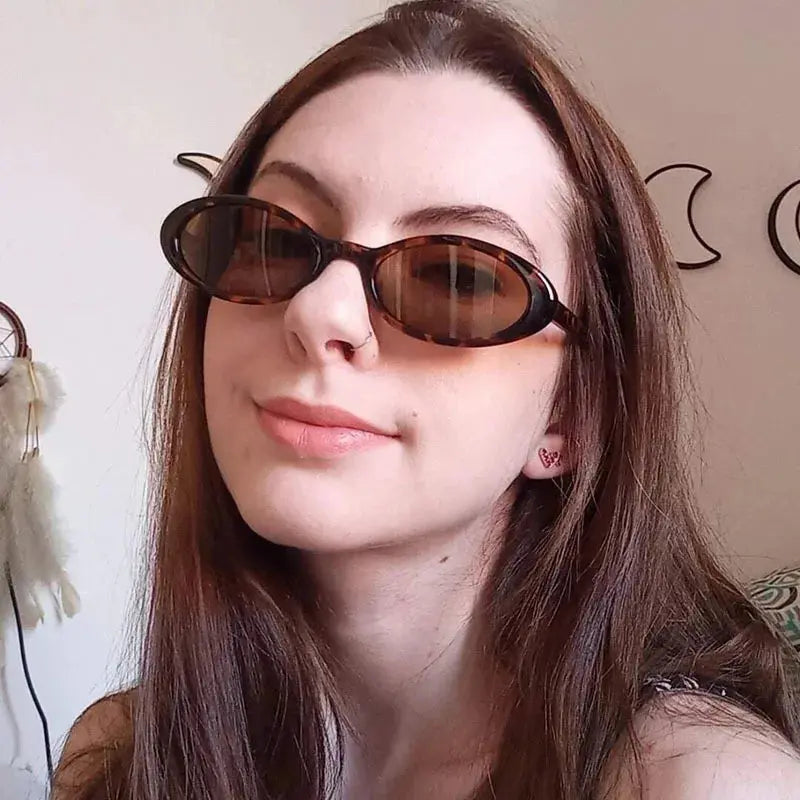 2024 New Sexy Women's Sunglasses Small Oval  Sunglasses Fashion Leopard Brown Sun Glasses Luxury Brand Designer Retro Sunglasses - Suncollections