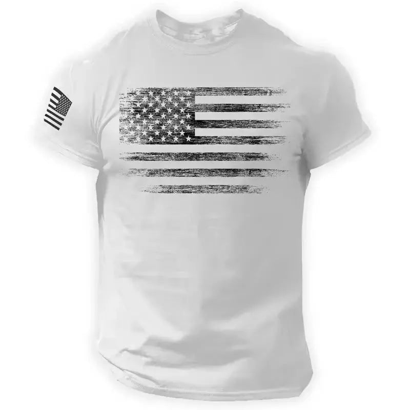 Men's T Shirt Gym 3d Print USA Flag Casual O Neck Short Sleeved Tops Tees Sportswear Street Pullover Outdoor Oversized Clothing - Suncollections