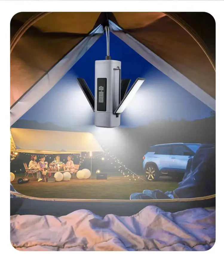 Folding Outdoor Camping Light Portable Rechargeable Hanging Tent Hanging Lantern with Battery Display Emergency Car Outdoor Lamp - Suncollections