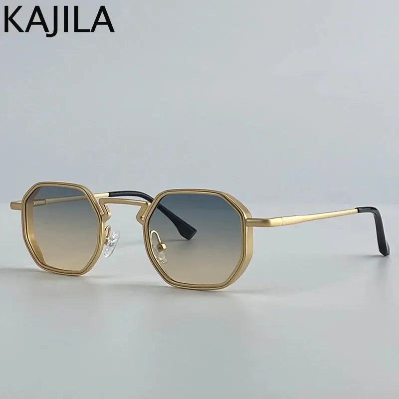 Small Frame Hexason Steampunk Sunglasses Men 2025 Luxury Brand Vintage Punk Eyewear Classic Polygon Metal Sun Glasses Male UV400 - Suncollections