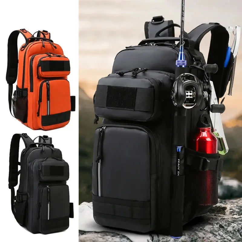 Fishing Lure Bag Men Waterproof Molle Fishing Rod Box Backpack Multi-functional Outdoor Travel Hiking Camping Shoulder Backpack - Suncollections
