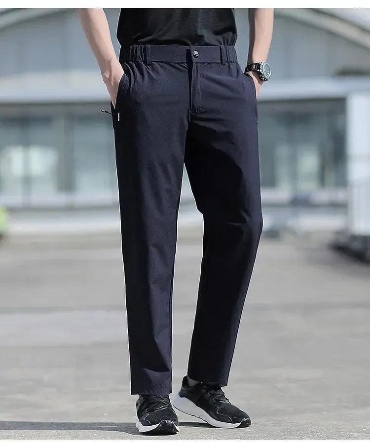 Ice Silk Men's Summer Pants Elastic Waist Straight Leg Trouser Male Quick Dry Big Size Large Plus Stretch 6XL 7XL Work Outdoor Suncollections