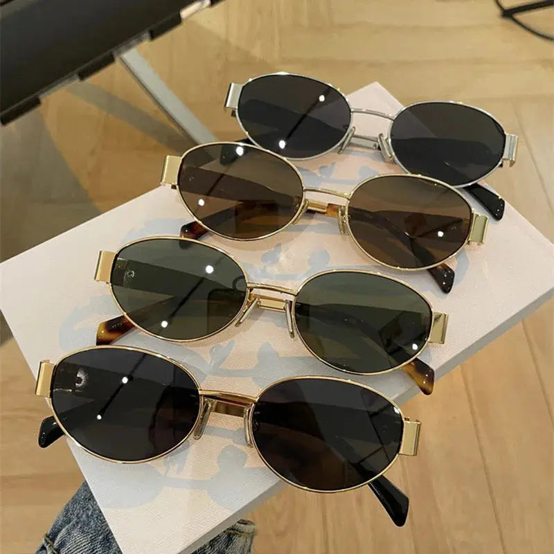 Fashion Oval Sunglasses Women Retro Trend Outdoor Metal Sun Glasses High Quality Classic Men Luxury Brand Eyewear UV400 Goggles - Suncollections