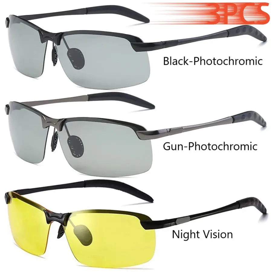 Men Photochromic Polarized Sunglasses Driving Fishing Chameleon Glasses Change Color Sun Glasses Day Night Vision UV400 Eyewear - Suncollections