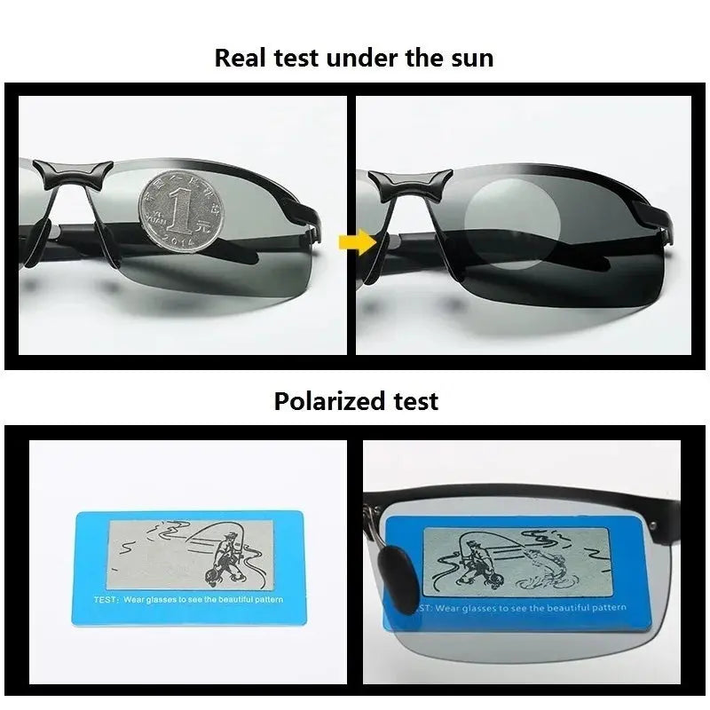 Men Photochromic Polarized Sunglasses Driving Fishing Chameleon Glasses Change Color Sun Glasses Day Night Vision UV400 Eyewear - Suncollections