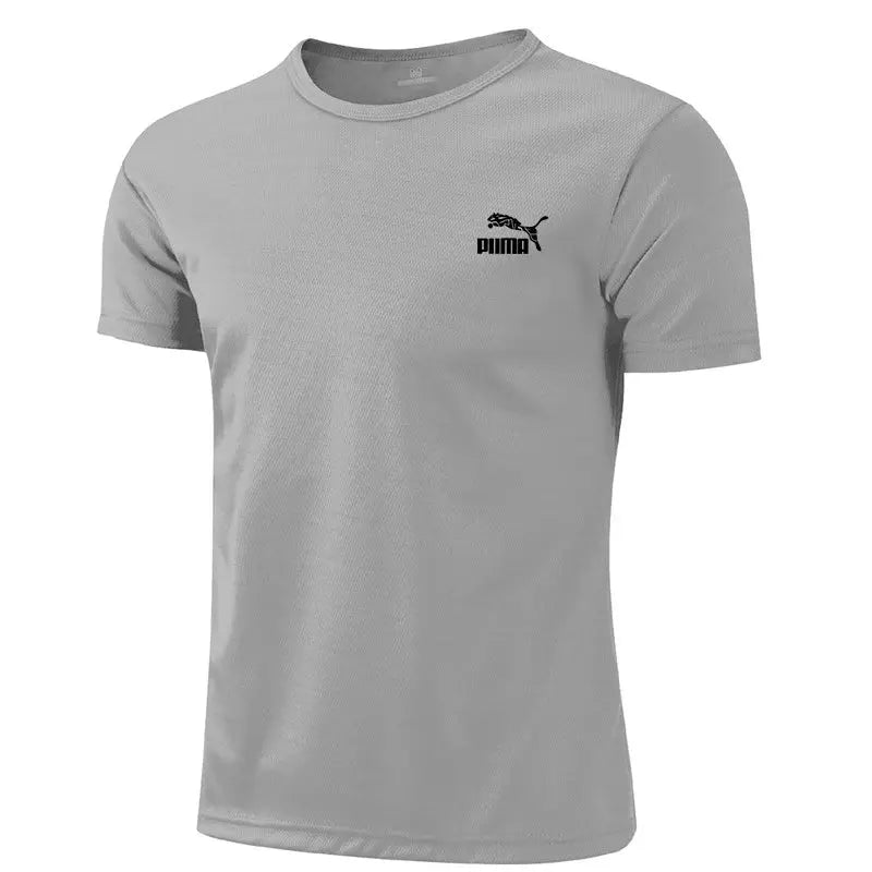 Men's Casual T-shirts Summer Quick Dry Breathable Round Neck Short Sleeve Elastic Outdoor Training Hiking Run T-shirts - Suncollections