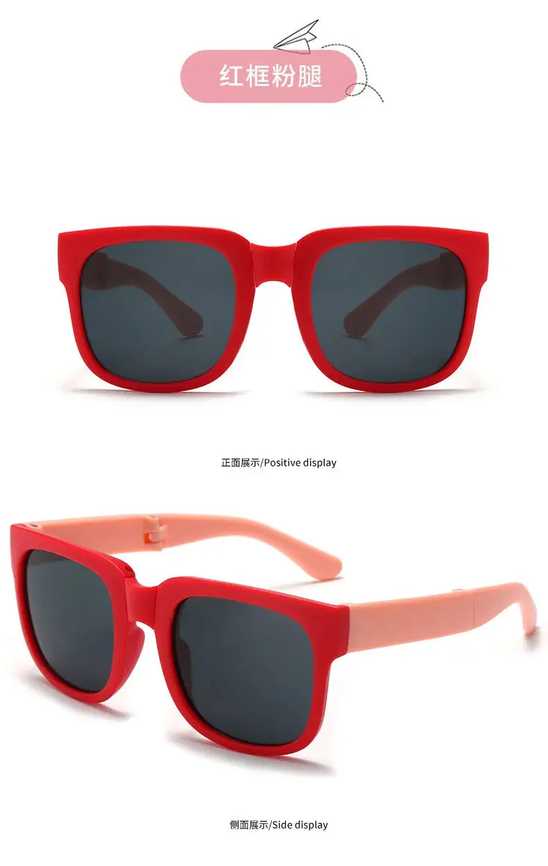 Kids Outdoor Foldable Sunglasses Baby Boys Girls Travel Goggle Shades Eyewear Vintage Square Frame UV Sun Glasses for Children - Suncollections