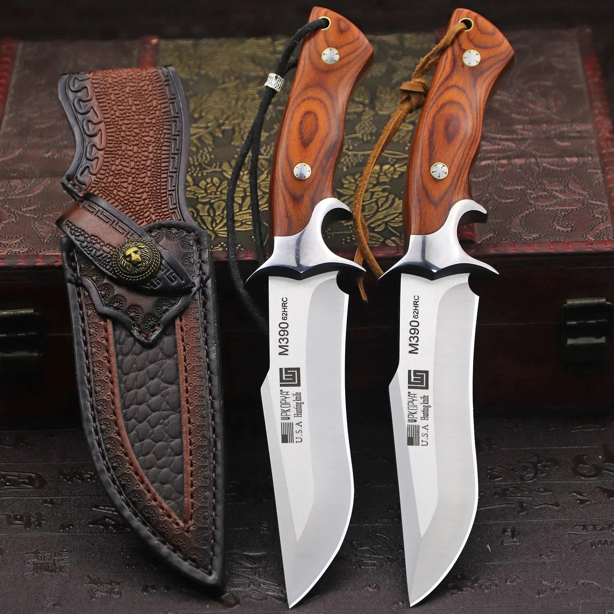 Fixed Blade Hunting Knife + Sheath, Jungle camping straight knifes, Outdoor survival to, camping EDC knife - Suncollections