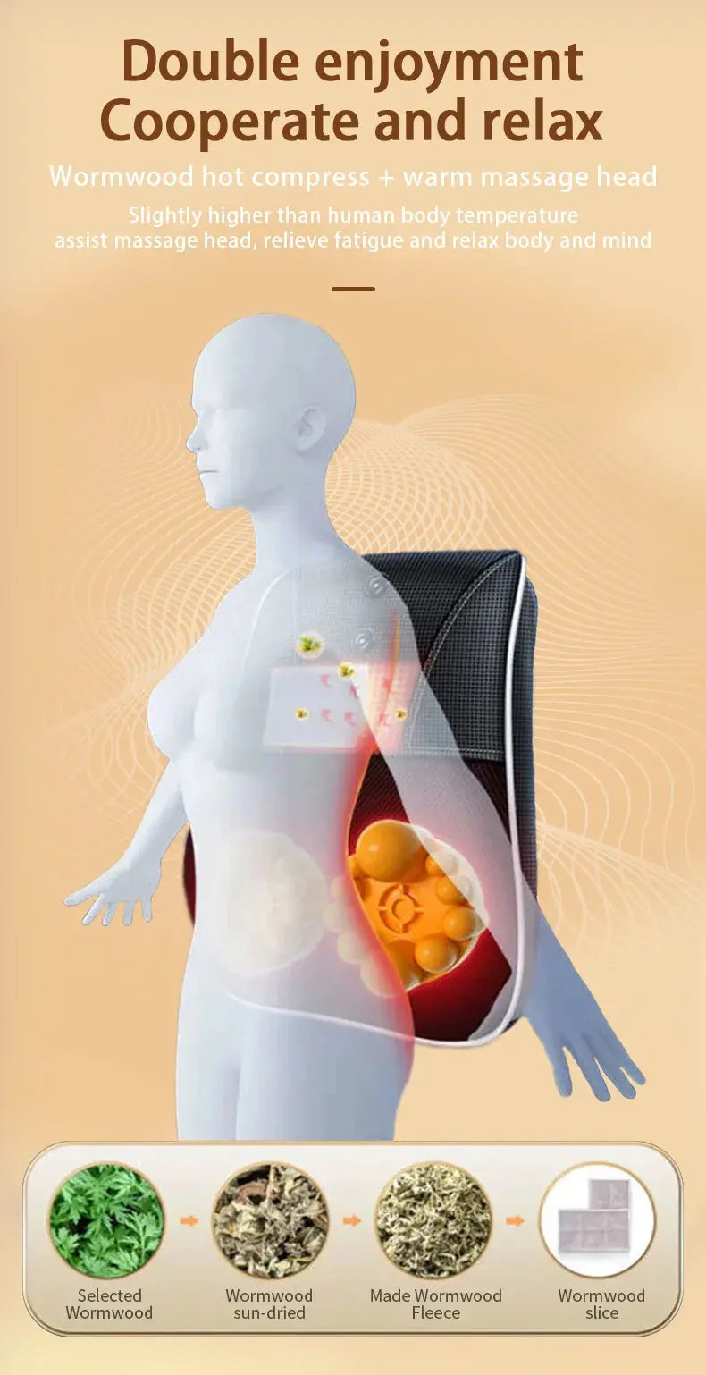 Electric Massage Neck Pillow Shiatsu Head Cervical Airbag Traction Body Back Waist Massager Car with Heating Vibrating Massage - Suncollections