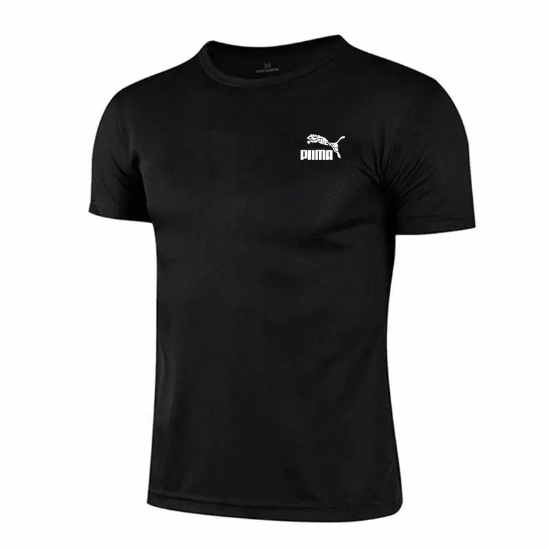 Men's Casual T-shirts Summer Quick Dry Breathable Round Neck Short Sleeve Elastic Outdoor Training Hiking Run T-shirts - Suncollections
