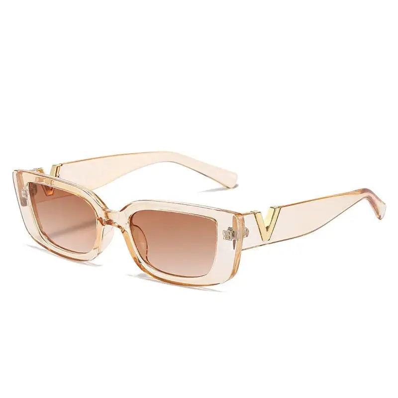 Retro Rectangle Sunglasses Women/Men Unisex with Fashion V-shaped Foots Outdoor Sunshade - Suncollections