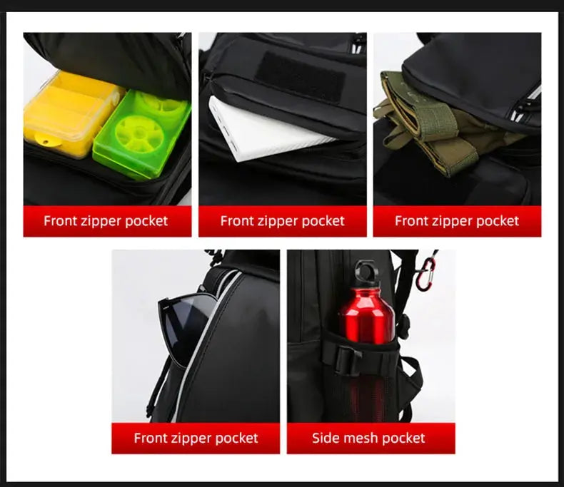 Fishing Lure Bag Men Waterproof Molle Fishing Rod Box Backpack Multi-functional Outdoor Travel Hiking Camping Shoulder Backpack - Suncollections