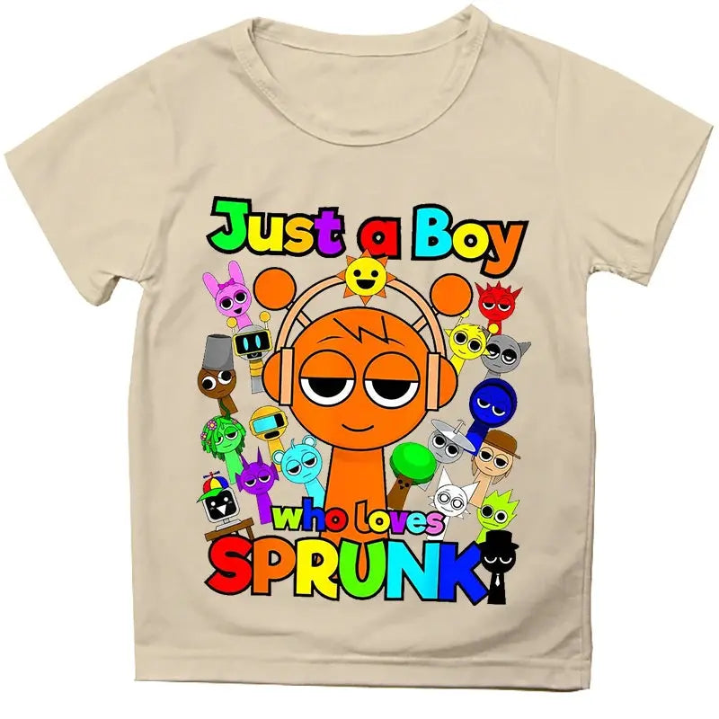 Anime Sprunki Incredibox Game Children T-shirts Kids Cartoon Sprunki Short Sleeve Tops Tees Funny Sprunki Boys Girls T-Shirts - Suncollections
