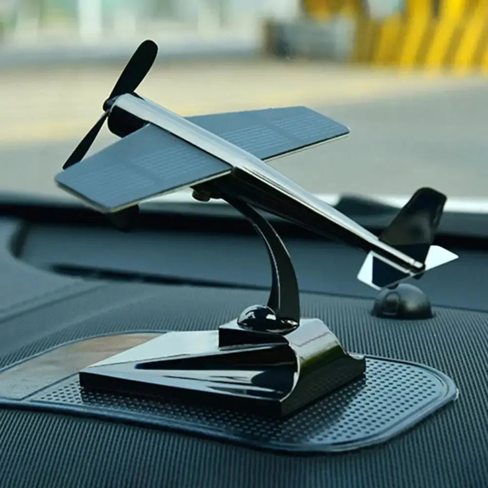 Aircraft Model with Propeller Solar Powered Sunlight Resistant Miniature Plane Model Car Ornament for Vehicle - Suncollections
