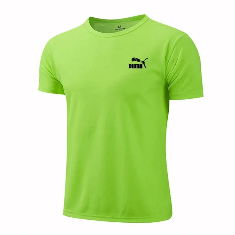 Men's Casual T-shirts Summer Quick Dry Breathable Round Neck Short Sleeve Elastic Outdoor Training Hiking Run T-shirts - Suncollections