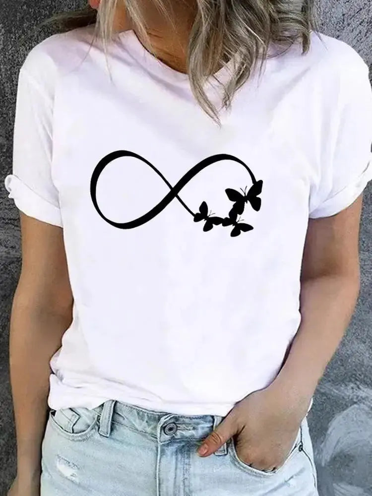 Clothes Women Butterfly Trend Lovely Cute Graphic Short Sleeve T-shirt Ladies - Suncollections