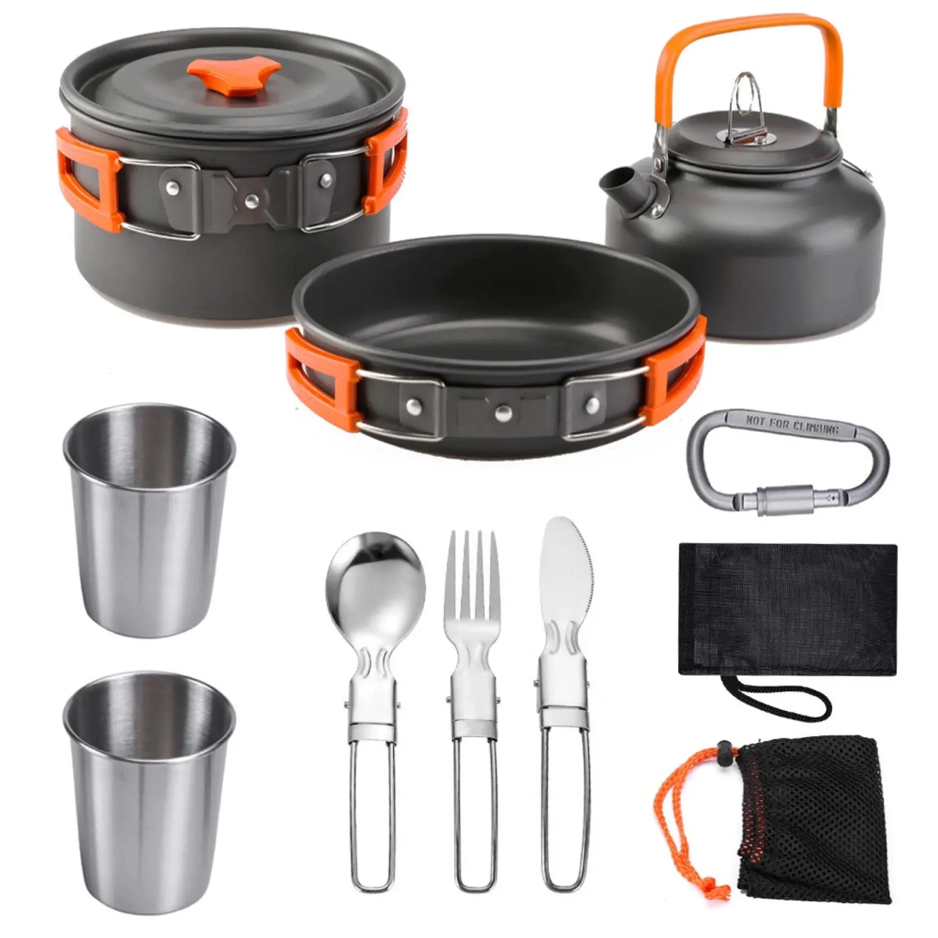 Camping Cookware Kit Foldable Outdoor Cooking Utensils Hard Alumina Save Space Equipment Heat-Resistance For 2-3 People Picnic - Suncollections