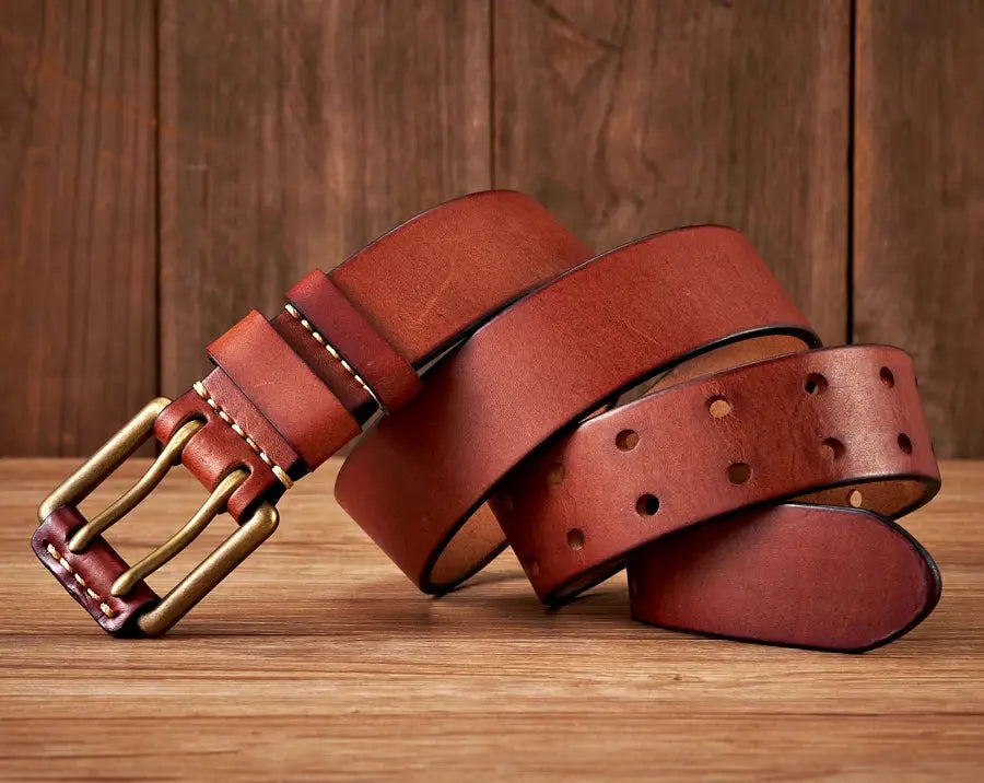 3.8cm Wide Vintage Men's Belt Cowhide Genuine - Suncollections