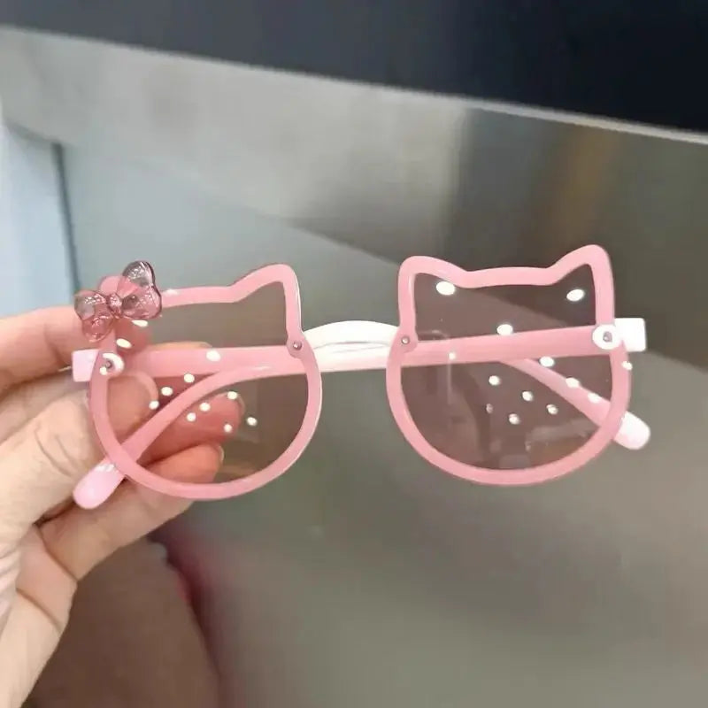 Summer Children Cute Kitty Sunglasses Acrylic Bow Outdoor UV Protection Sun Glasses Baby Girls Classic Kids Boy UV400 Eyewear - Suncollections