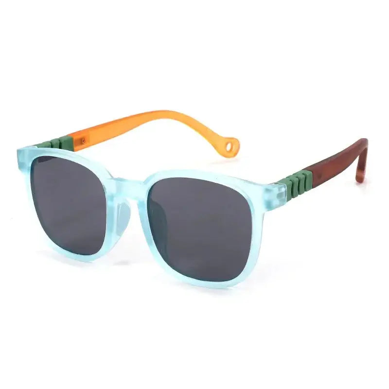 Fashion Silicone Square Sunglasses Contrasting Colours Jelly Colorful Frame Polarized Lens UV400 Boys Girls Age 3-12 - Suncollections