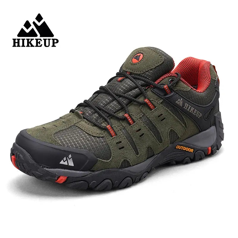 HIKEUP Men's Hiking Shoes Suede Leather Outdoor Shoes Wear-resistant Men Trekking Walking Hunting Tactical Sneakers Suncollections