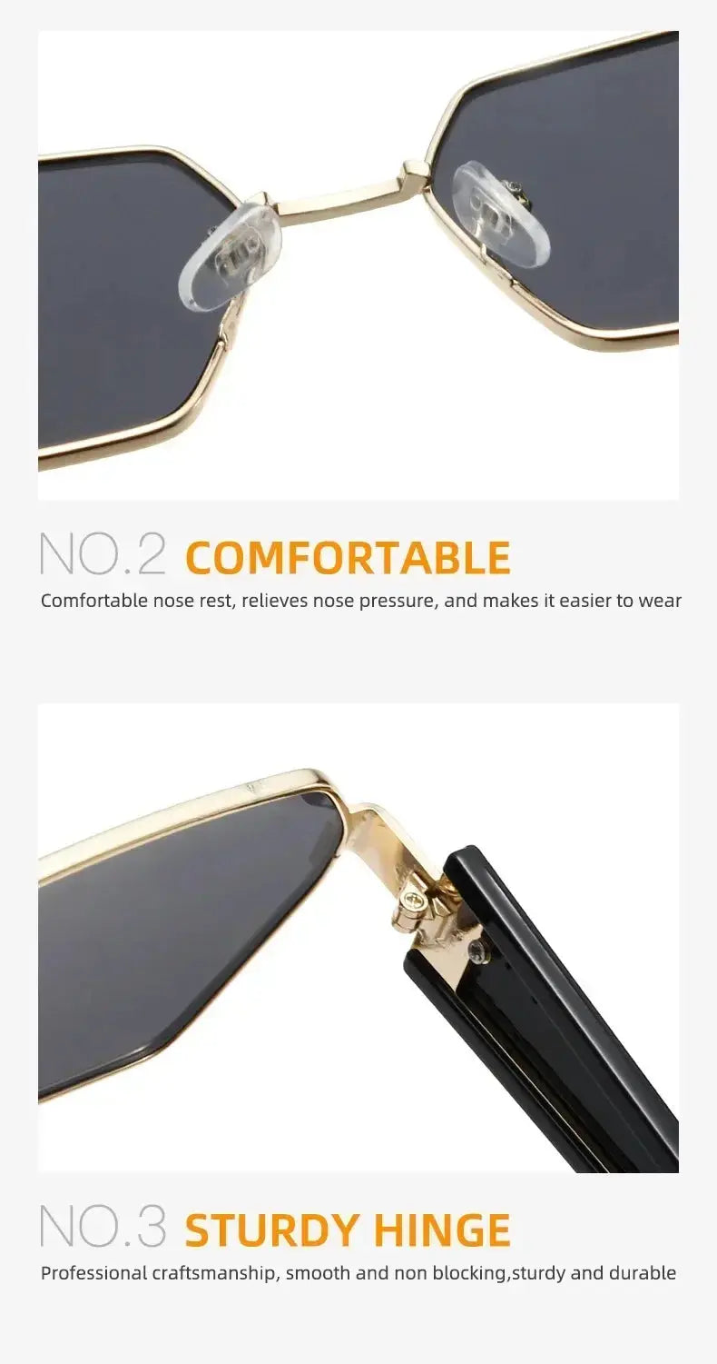 2025 High Quality Rectangle Sunglasses Women Metal Frame Glasses Fashion Brand Designer Vintage Eyewear UV Gafas De Sol Mujer - Suncollections