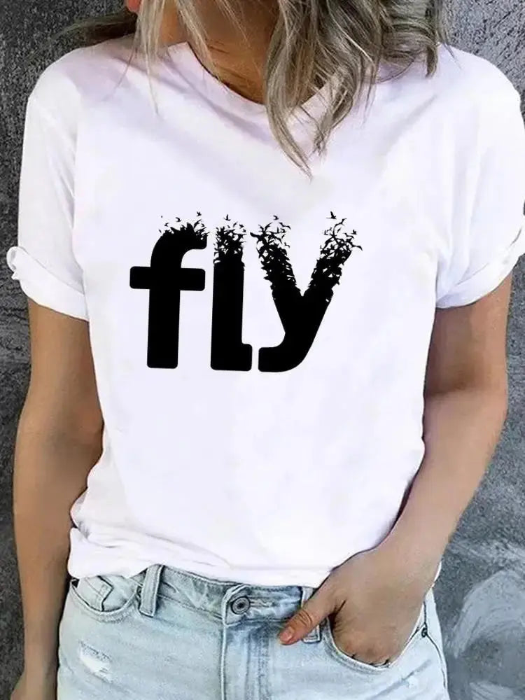 Clothes Women Butterfly Trend Lovely Cute Graphic Short Sleeve T-shirt Ladies - Suncollections