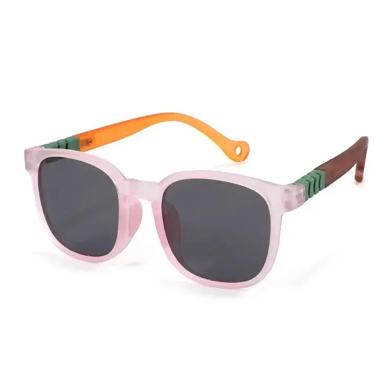 Fashion Silicone Square Sunglasses Contrasting Colours Jelly Colorful Frame Polarized Lens UV400 Boys Girls Age 3-12 - Suncollections