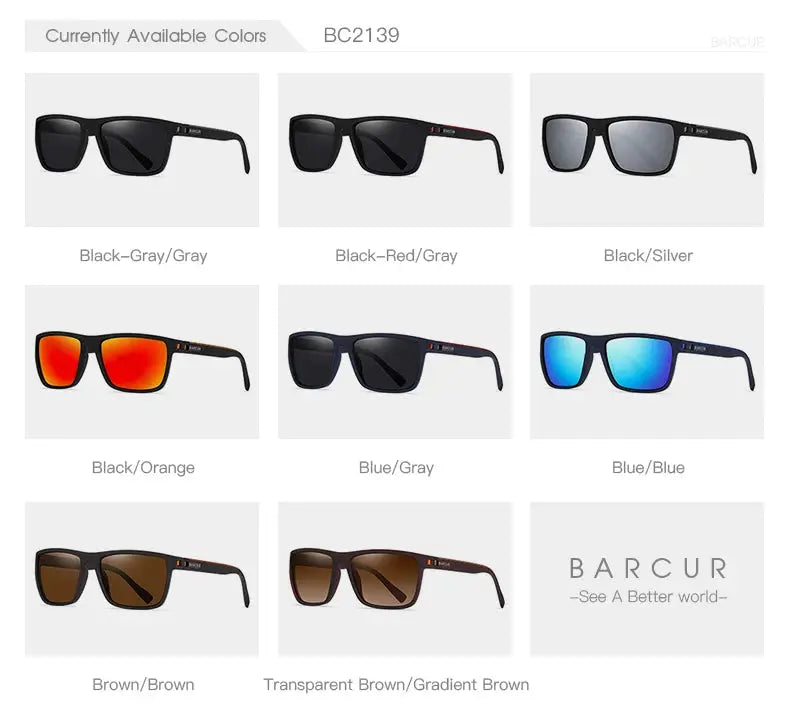 BARCUR Design TR90 Sunglasses Men Polarized Light Weight Sports Sun Glasses Women Eyewear Accessory Oculos UVAB Protection - Suncollections