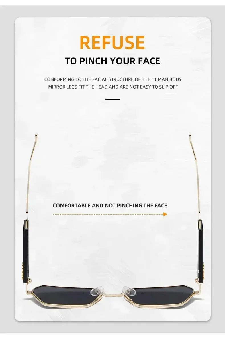 2025 High Quality Rectangle Sunglasses Women Metal Frame Glasses Fashion Brand Designer Vintage Eyewear UV Gafas De Sol Mujer - Suncollections