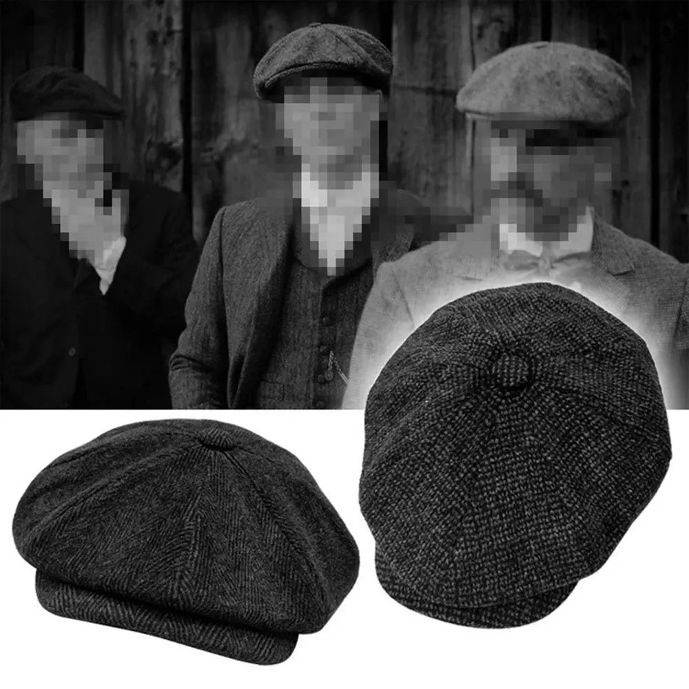 High Quality Wool Octagon Men's Peaky Blinders English Berets Retro Artsy Newsboy Hats Fashion Painter Caps - Suncollections