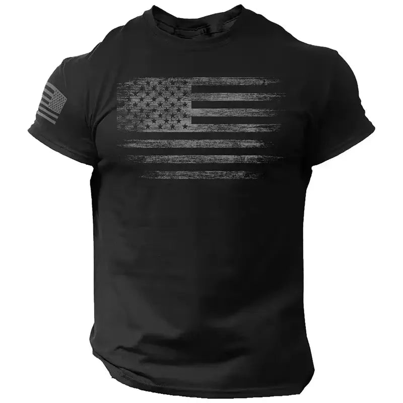 Men's T Shirt Gym 3d Print USA Flag Casual O Neck Short Sleeved Tops Tees Sportswear Street Pullover Outdoor Oversized Clothing - Suncollections