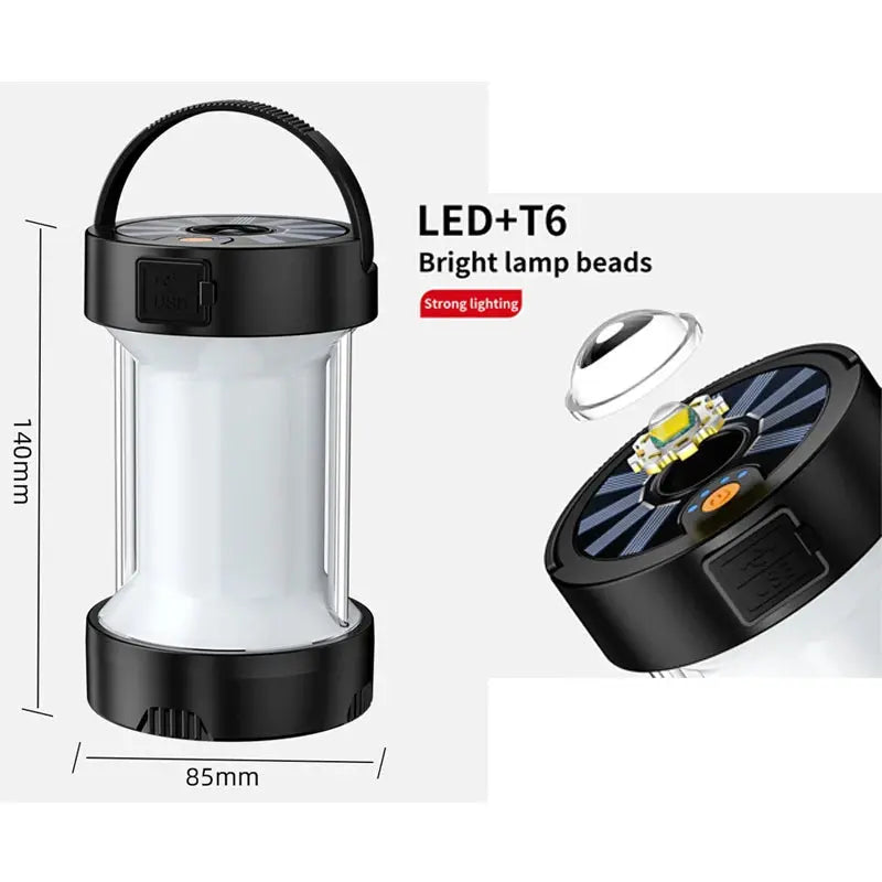 Camping Light LED Lantern Outdoor Waterproof Emergency Portable USB Rechargeable Multifunctional Tent Lamp Flashlight - Suncollections