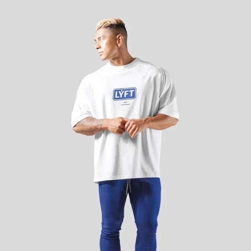 LYFT Men T-Shirt Summer Oversize T Shirts Fashion Cotton Letter Print Shirt Sports Training Pattern Casual Streetwear Male Tees Suncollections