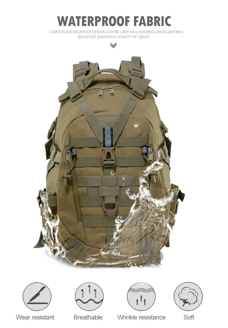 40L Camping Backpack Men's Bag Travel Bags Tactical Molle Climbing Rucksack Hiking Outdoor Reflective Shoulder Fishing Bag - Suncollections