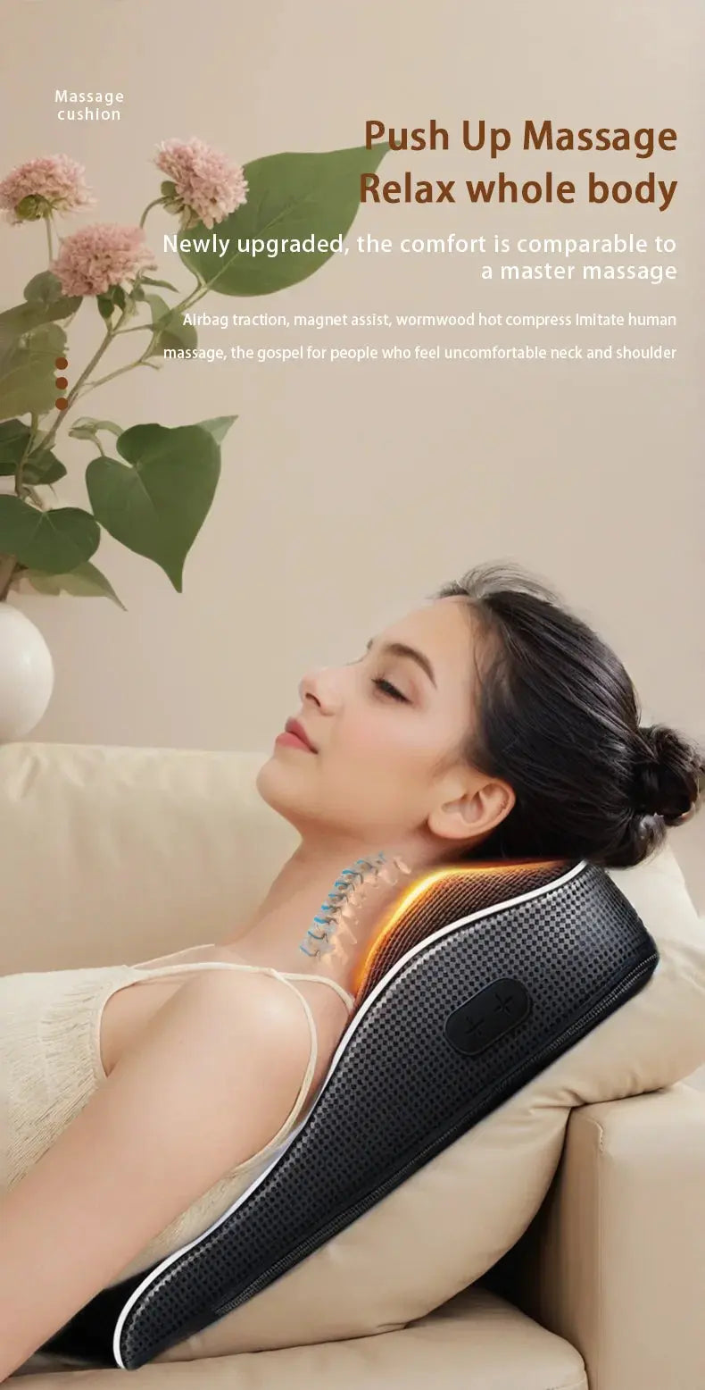 Electric Massage Neck Pillow Shiatsu Head Cervical Airbag Traction Body Back Waist Massager Car with Heating Vibrating Massage - Suncollections