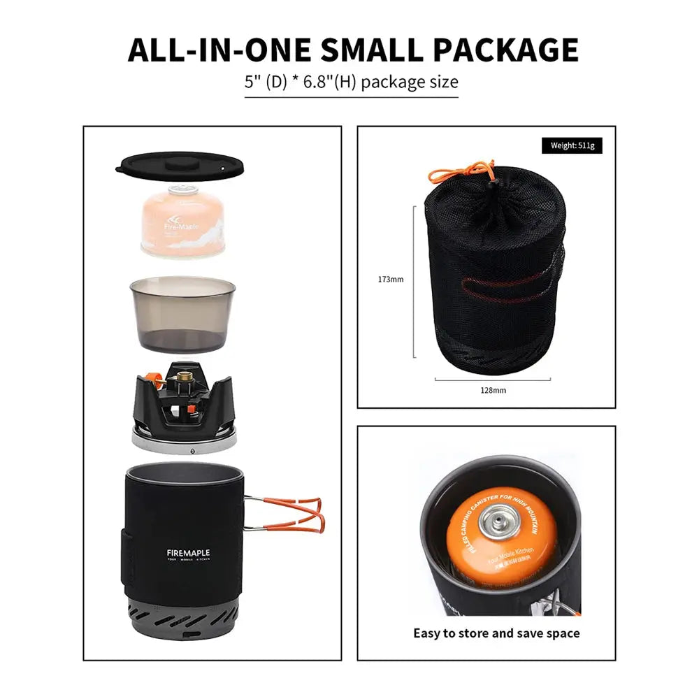 Fire Maple Star X1 Camping Stoves Outdoor Hiking Cooking System With Stove Heat Exchanger Pot Bowl Portable Gas Burners FMS-X1 - Suncollections
