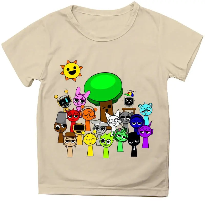 Funny Sprunki T-shirts Boys Girls Summer Short Sleeve Tees Kids Cartoon Incredibox Game Tshirt Sprunki Children Clothing Tops - Suncollections