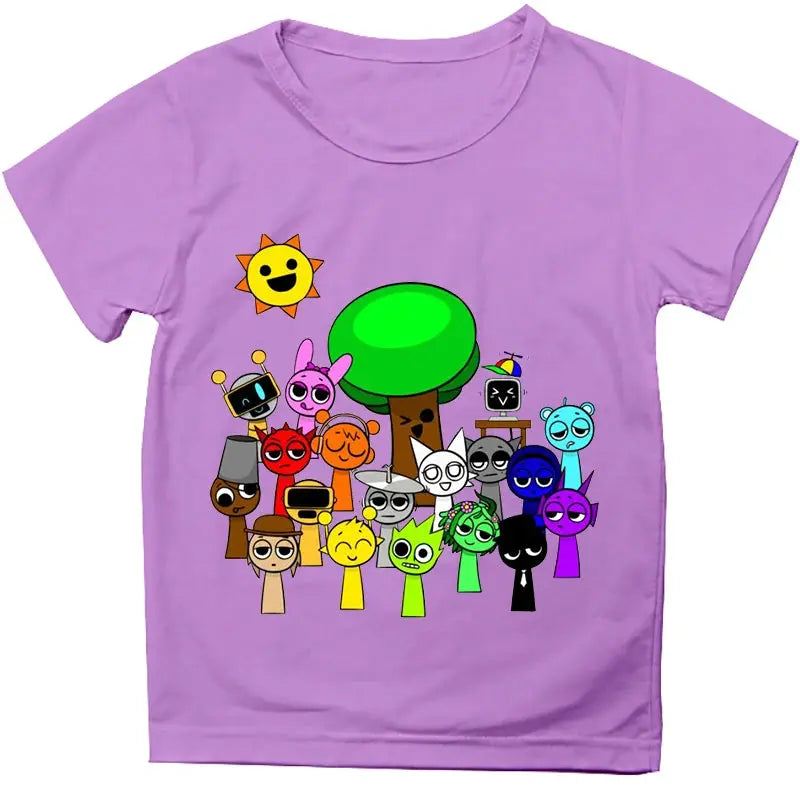Funny Sprunki T-shirts Boys Girls Summer Short Sleeve Tees Kids Cartoon Incredibox Game Tshirt Sprunki Children Clothing Tops - Suncollections