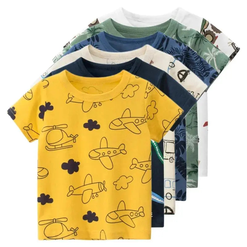 2025 Children's T-Shirt for Boys Girls Kids Shirts Baby Short Sleeve Full Print Toddler Cotton Cartoon Car Tee Tops Clothing - Suncollections
