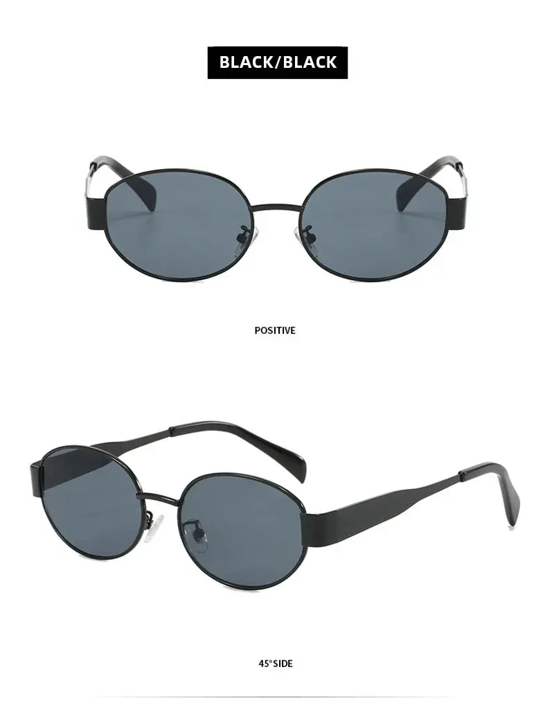 Retro Small Oval Sunglasses Men Women Luxury Metal Round Sun Glasses Male Classic Casual Driving Shades - Suncollections