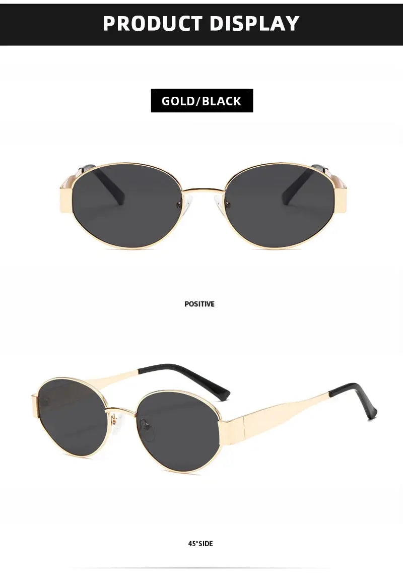 Retro Small Oval Sunglasses Men Women Luxury Metal Round Sun Glasses Male Classic Casual Driving Shades - Suncollections