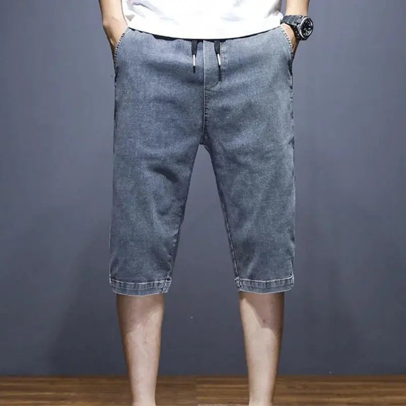 Gray Male Denim Shorts Graphic Straight Buttons Men's Short Jeans Pants Cowboy Retro Y2k Streetwear Wide Rude Summer New In Cut Suncollections