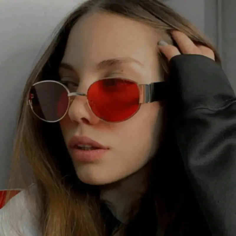 Fashion Oval Sunglasses Women Retro Trend Outdoor Metal Sun Glasses High Quality Classic Men Luxury Brand Eyewear UV400 Goggles - Suncollections