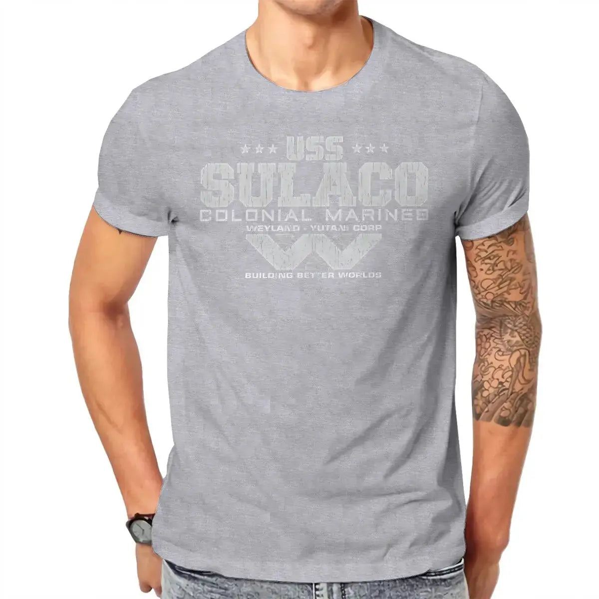 Colonial Marines USS Sulaco Tshirt Homme Men's Clothes Cotton T Shirt For Men - Suncollections
