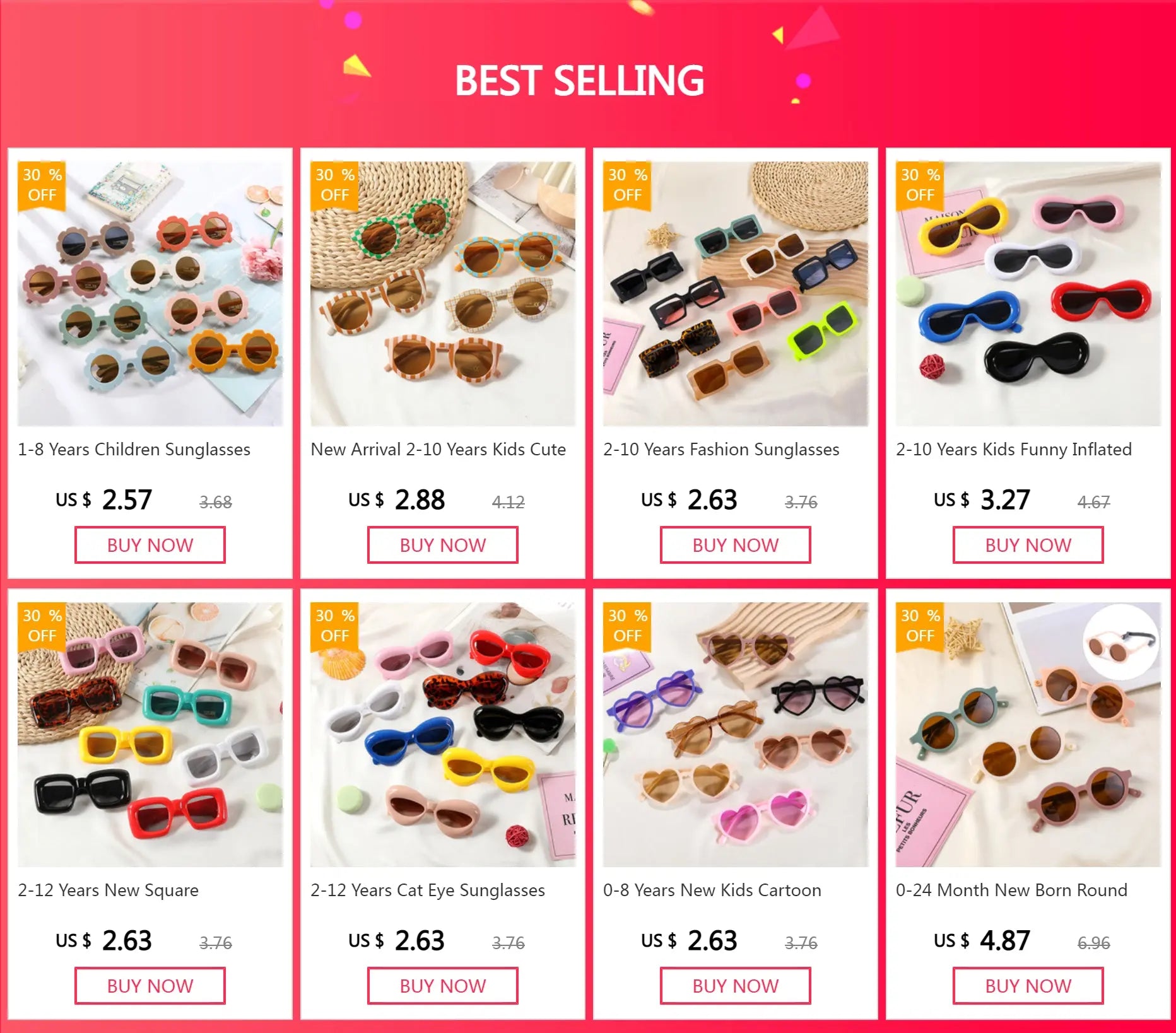 New Arrival 2-10 Years Kids Cute Round Sunglasses Boys Girls Baby Lattice Outdoor Children Fashion Cat Eye White Pink Shades - Suncollections